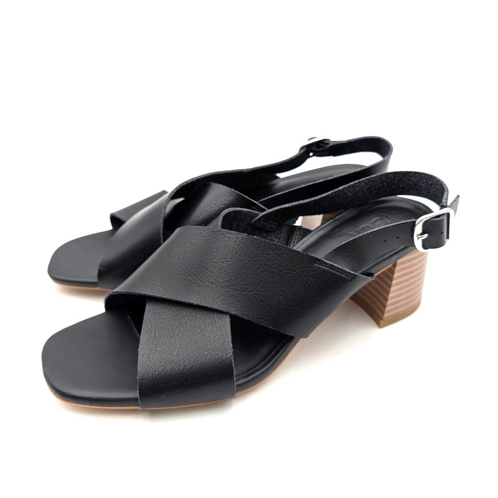Nordstrom Rack Lyon Block Heel Slingback Sandals Womens Black Size US7.5M EU37.5